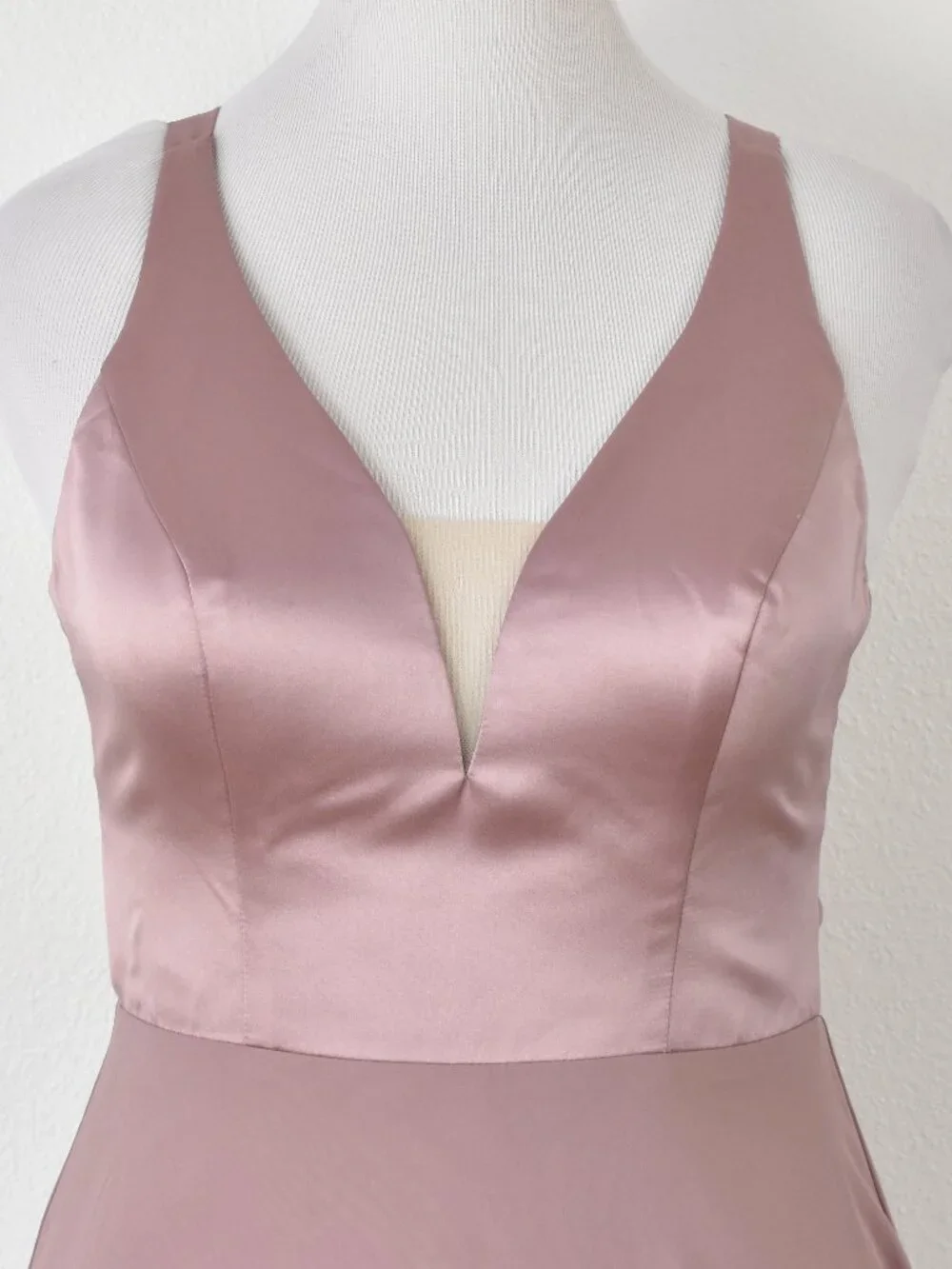 Sorella Vita 9318 Dusty Rose Satin and Chiffon Strappy V-Neck Formal Dress - 12 - Picture 2 of 9